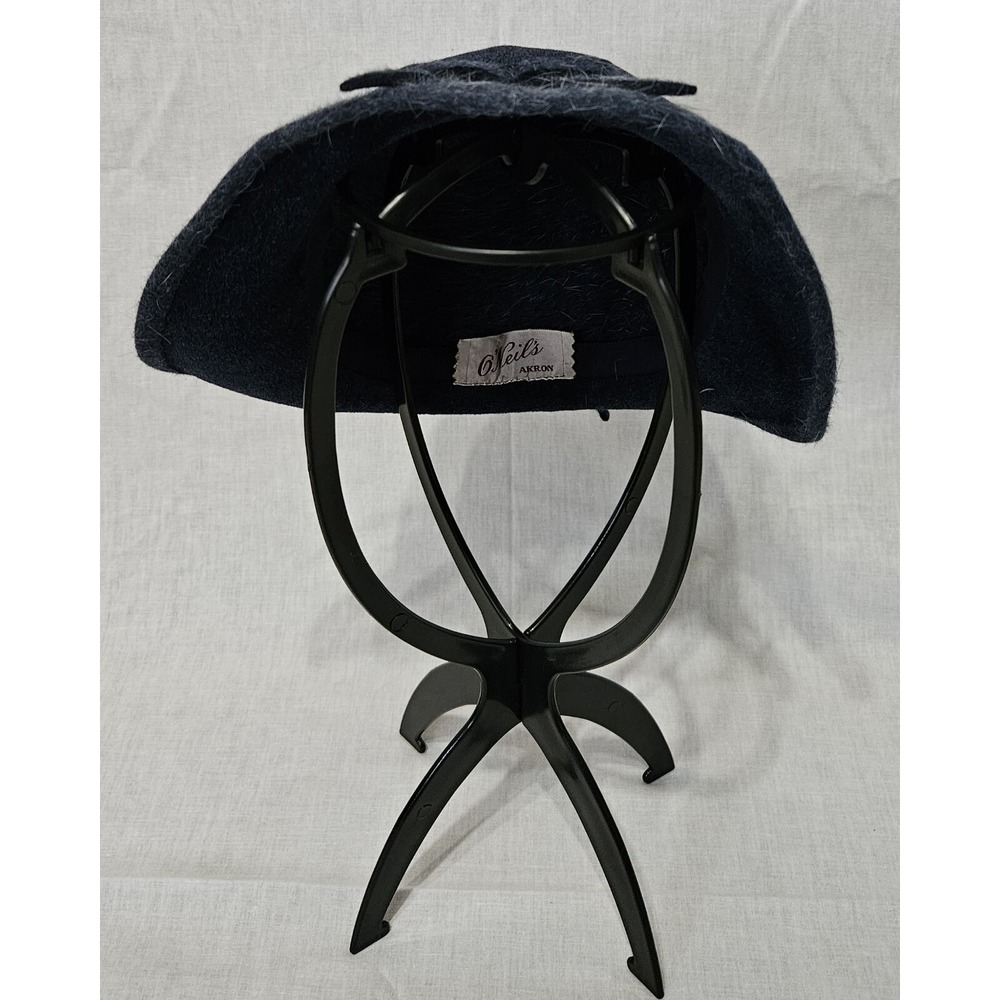 Vintage 50s Navy Wool Felt Structured Hat O'Neil's Akron - Picture 4 of 5